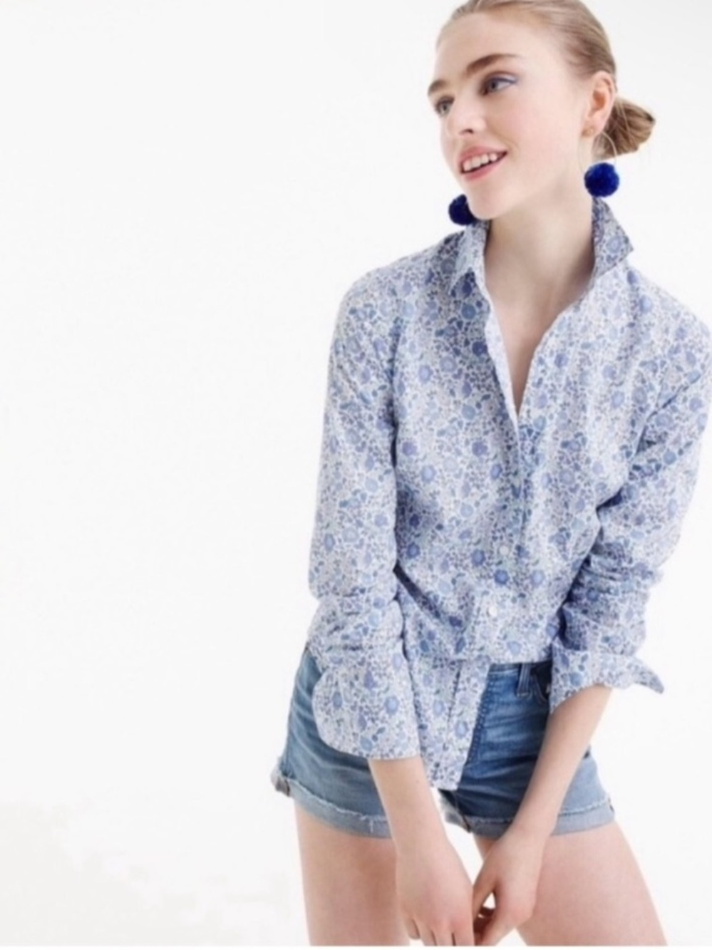 NWOT J. Crew Liberty Long Sleeve Floral Button Down Top Size 8 - Picture 2 of 16
